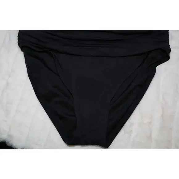 Kate Spade Women's Ruched High-waist Bikini Bottoms In Black - Picture 5 of 6